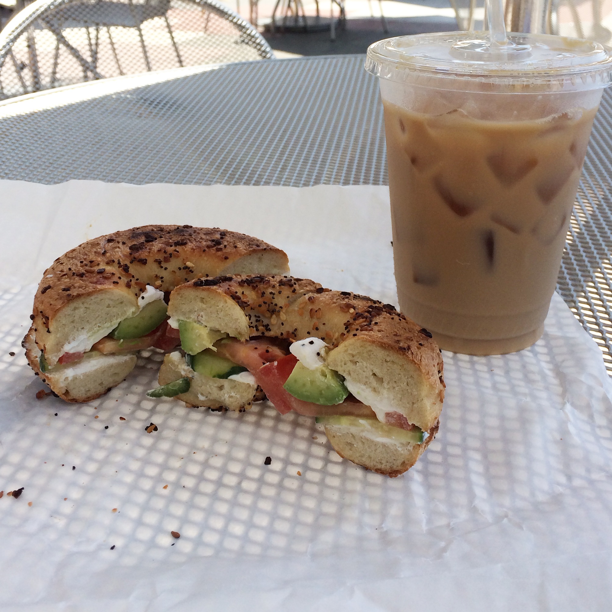 like this: whole grain or everything bagel tofu scallion, herb